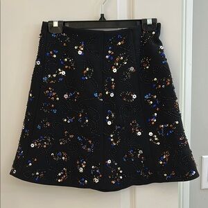 Club Monaco Navy Sequin A-line Mini Skirt